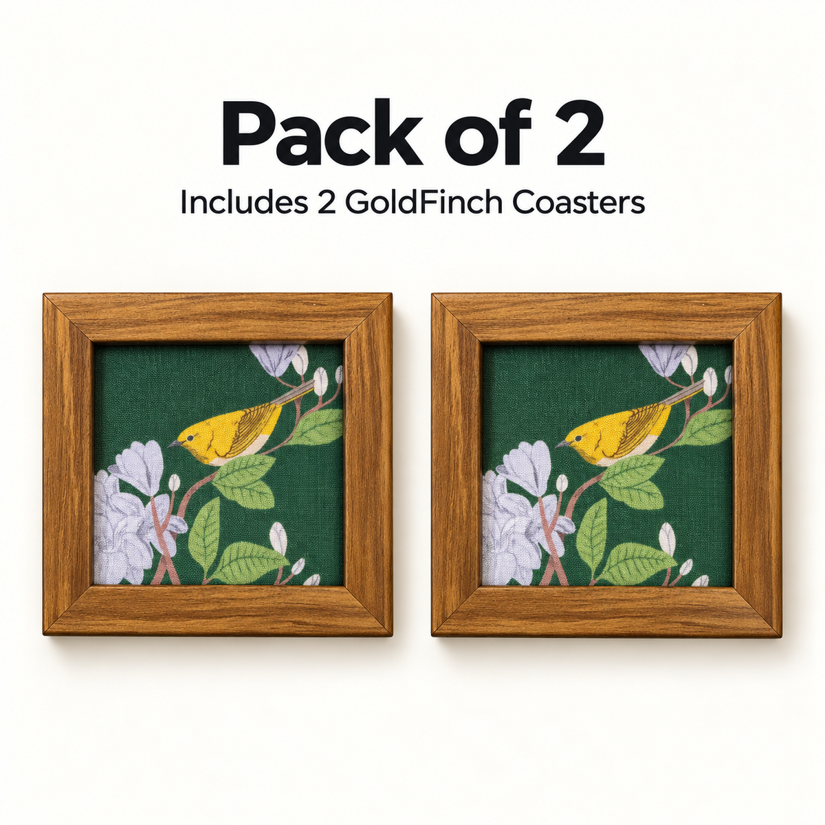 Gold Finch Coaster — Pack of 2 Contents