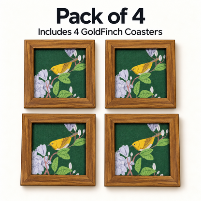 Gold Finch Coaster — Pack of 4 Contents