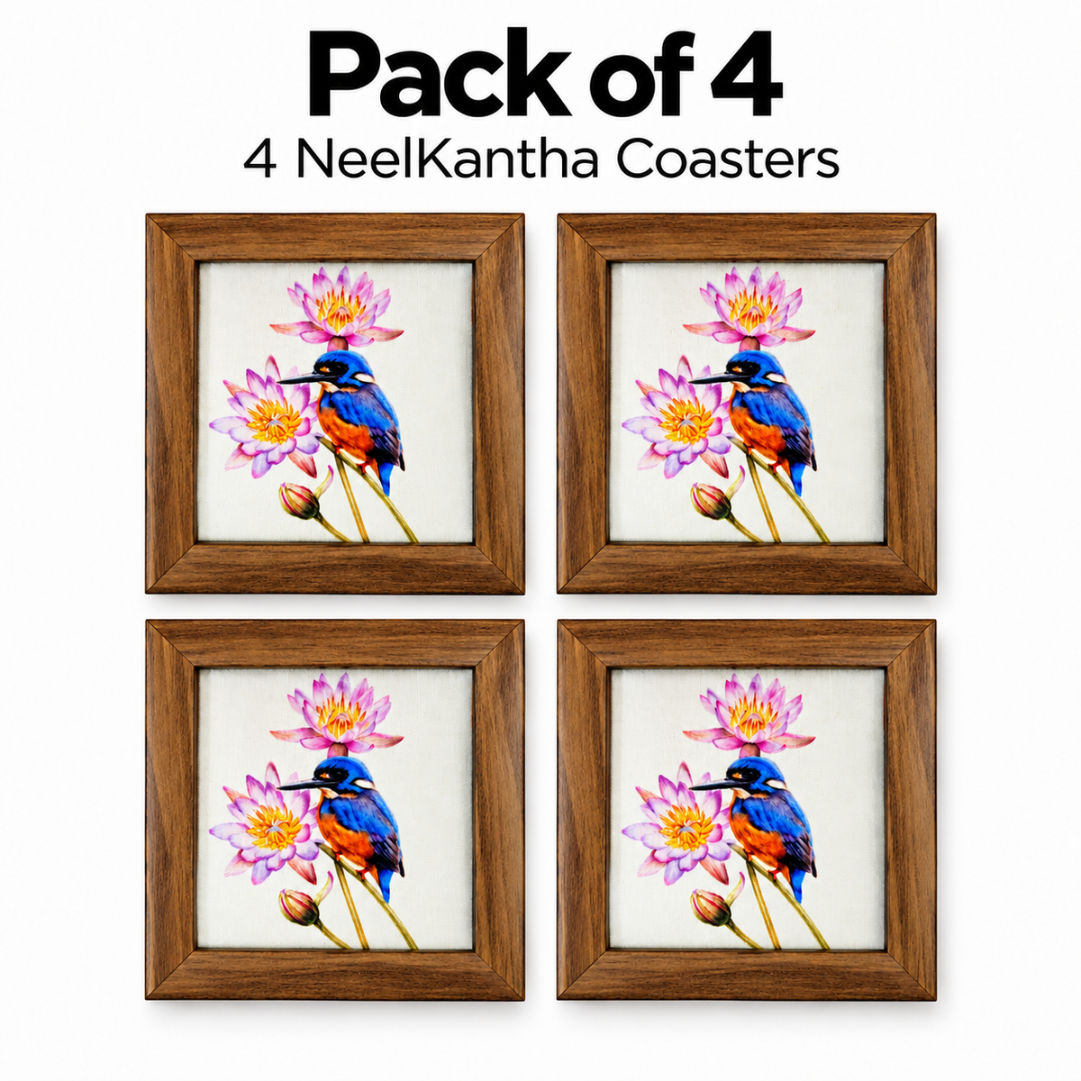NeelKantha Coaster — Pack of 4 Contents