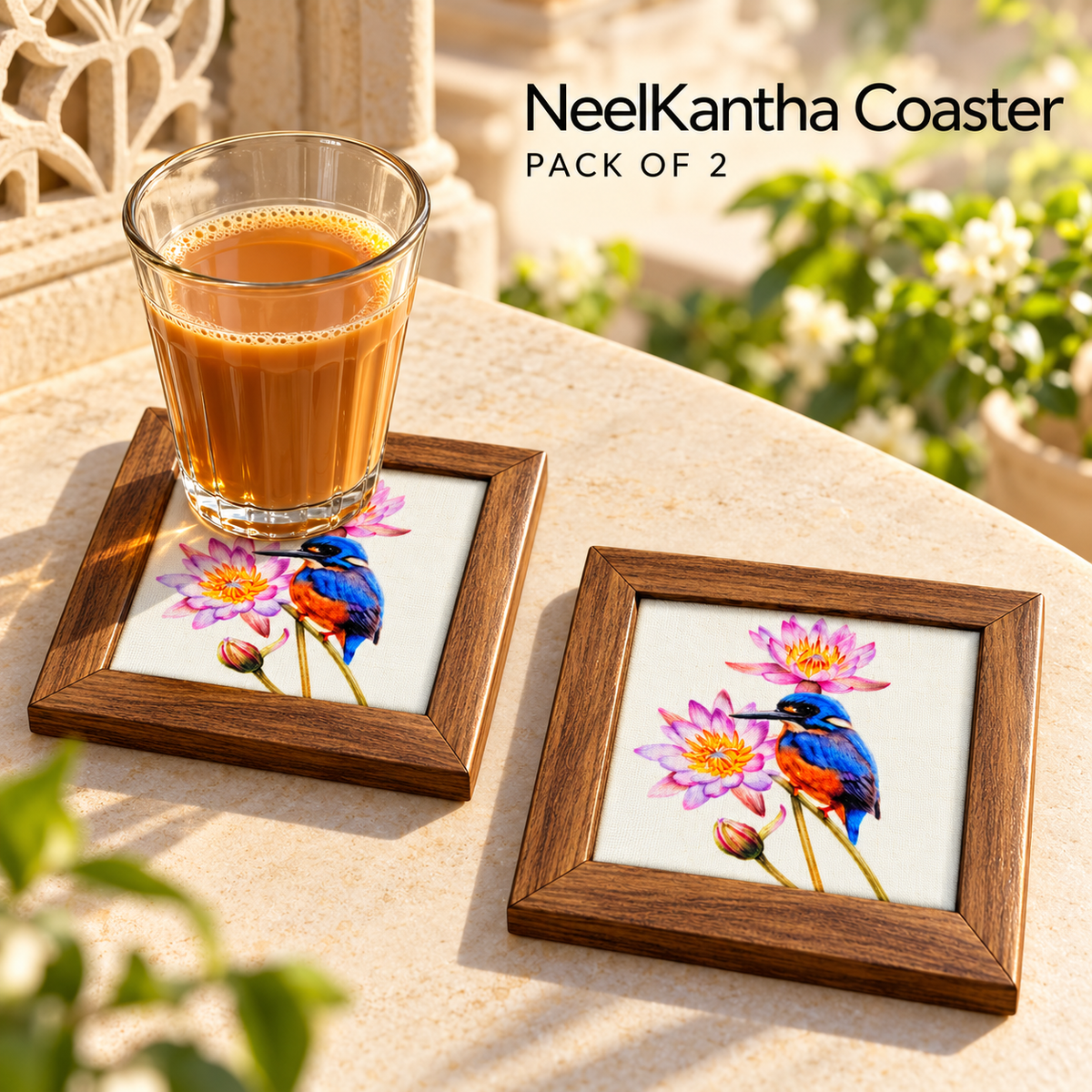 NeelKantha Coaster — Pack of 2 Lifestyle