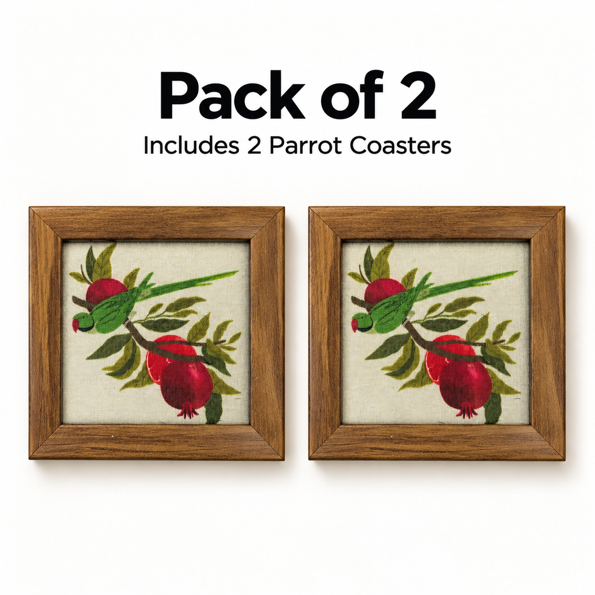 Parrot Coaster — Pack of 2 Contents