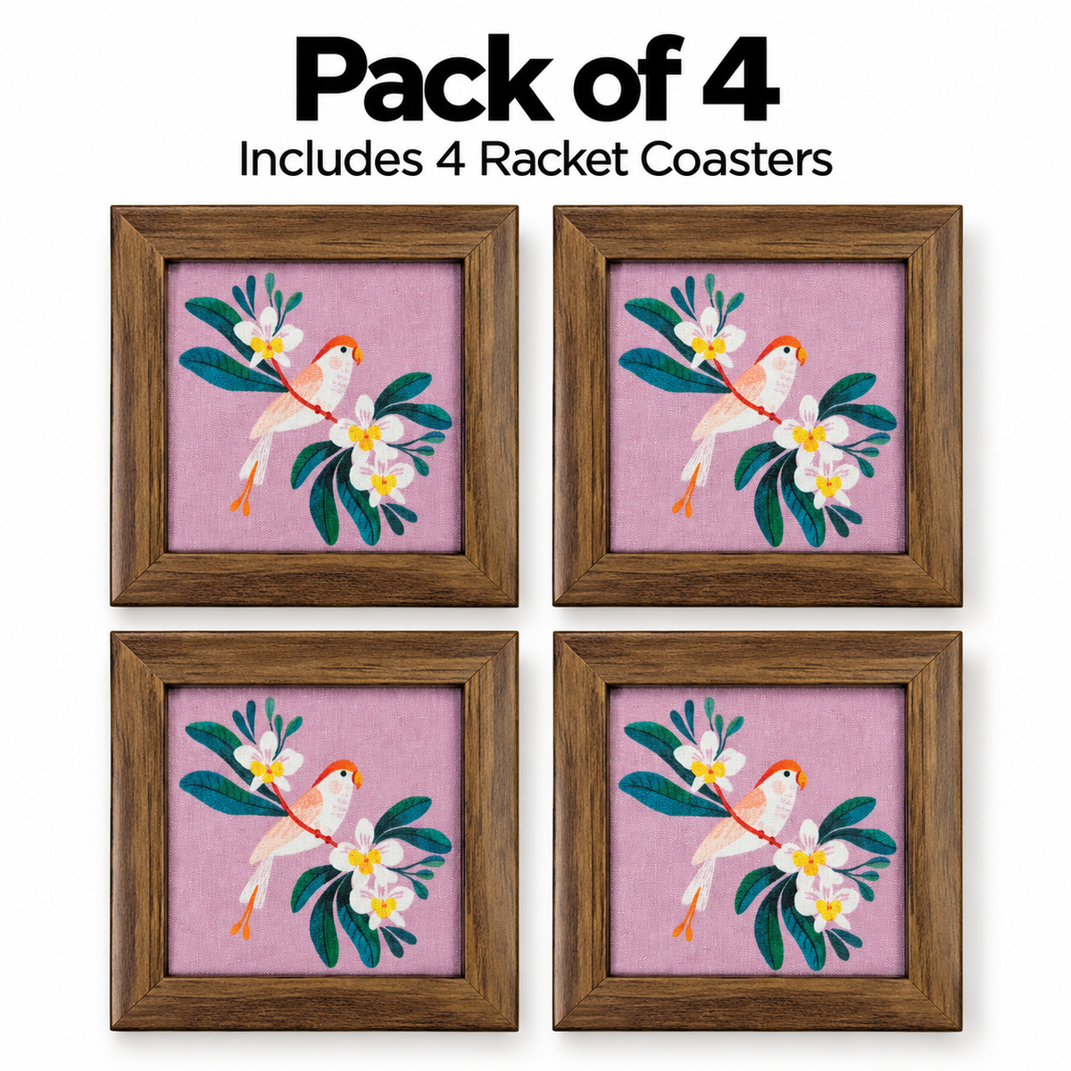 Racket Coaster — Pack of 4 Contents