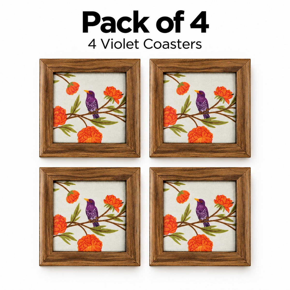 Violet Coaster — Pack of 4 Contents