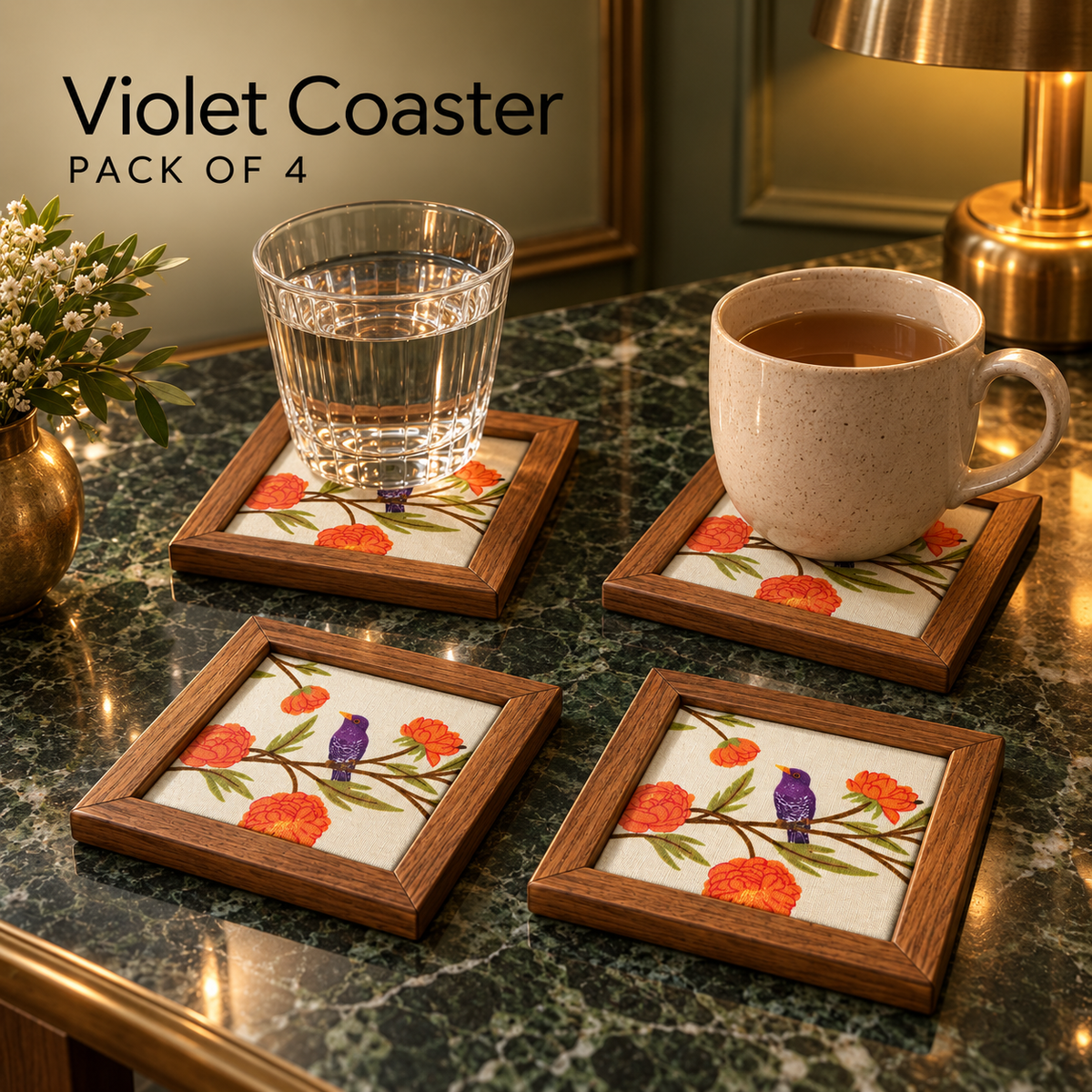 Violet Coaster — Pack of 4 Lifestyle